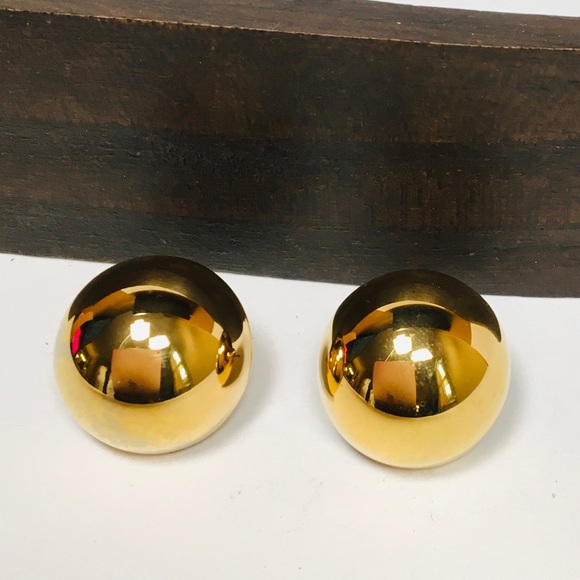 Gold Ball Stud Earrings - Picture 1 of 7
